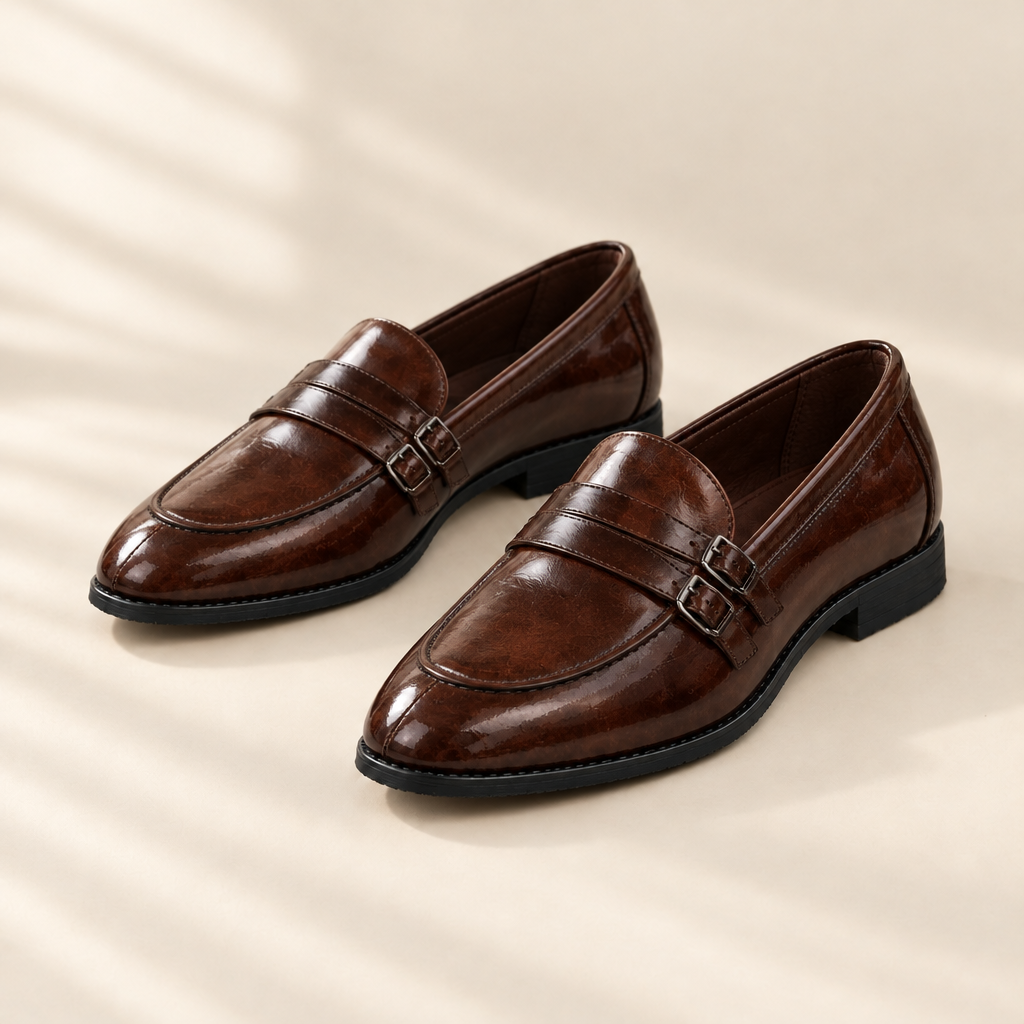 Maevie classic brown loafers, front view