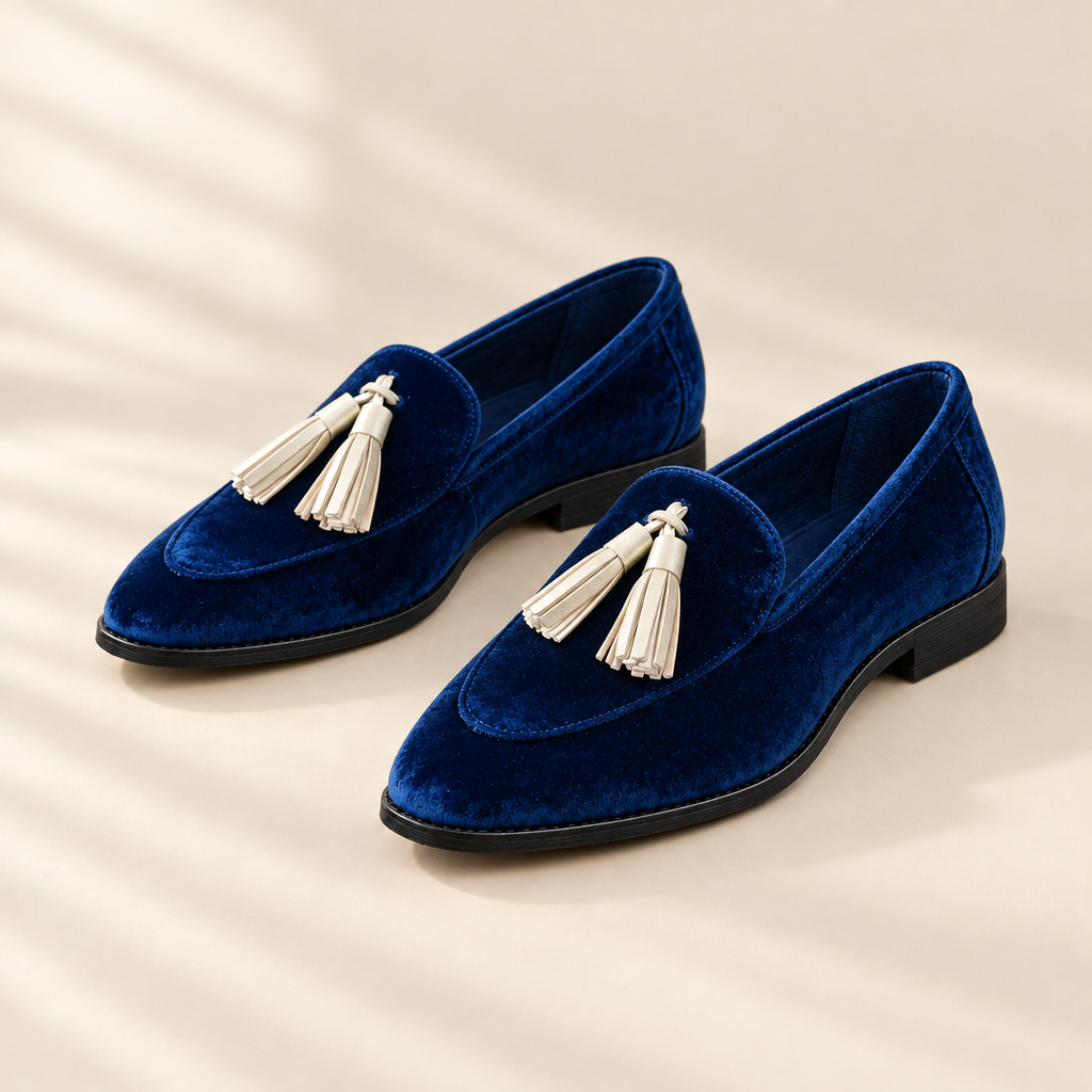 Celestia velvet tassel loafers, front view