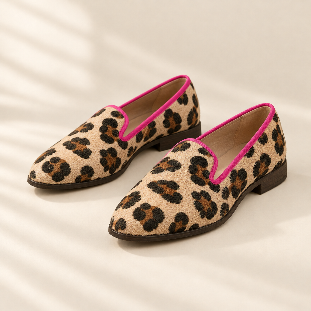 Gisele leopard loafers, front view