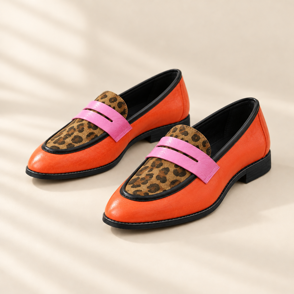 Sia coral loafers, front view