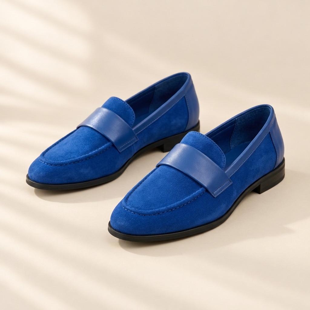 Elra mesh panel loafers in Blue, view 3