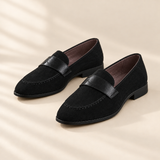 Elra mesh panel loafers in Black, front view