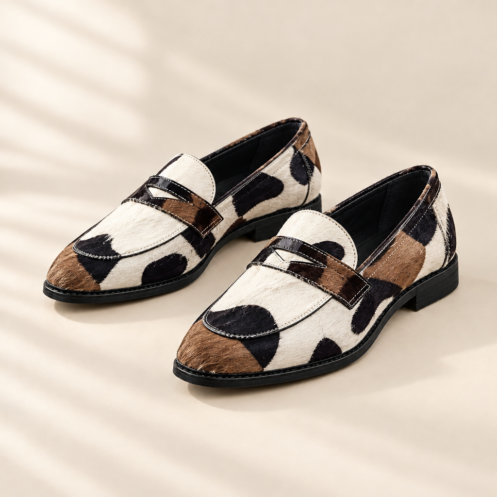 Rory calf hair print loafers, front view