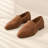 Maisie pointed toe loafers in Khaki, front view