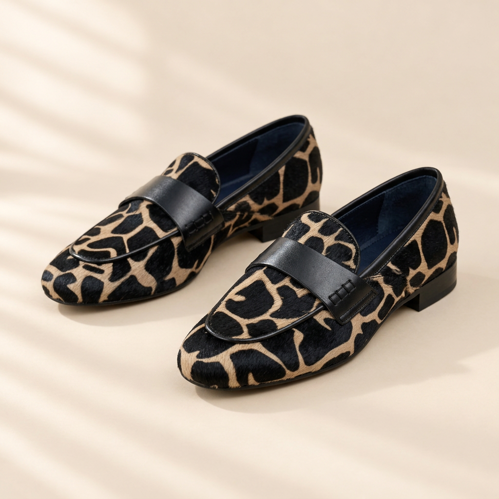 Sienna leopard print loafers, front view
