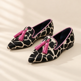Nala animal print tassel flats in Pink, front view