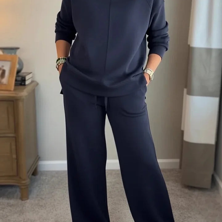 Colleen roll-neck two-piece set in Dark Blue, view 3