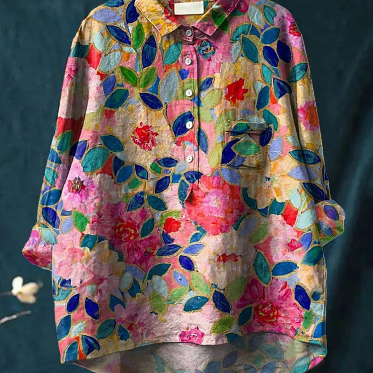 Clarano Brooks playful print blouse in Bloom, front view