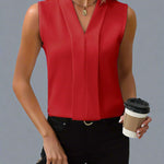 Rome sleeveless V-neck blouse in Red, view 4