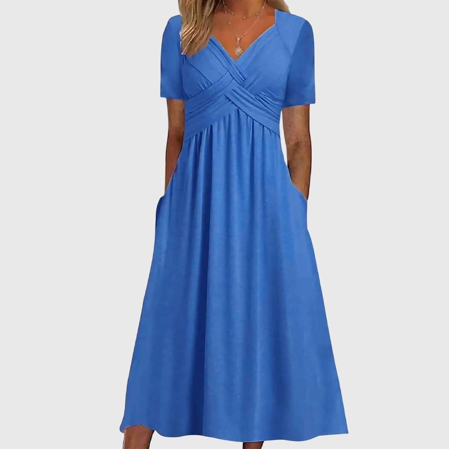 Viola tummy control midi dress in Blue, view 5