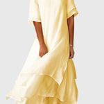 April elegant layered midi dress in Yellow, view 3