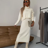 Erin knit midi dress and roll neck jumper set, front view