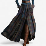 Fouziha denim check belted dress, view 5