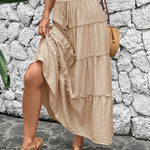 Bohemian pleated tiered maxi skirt, view 4