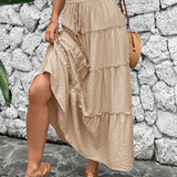 Bohemian pleated tiered maxi skirt, view 4