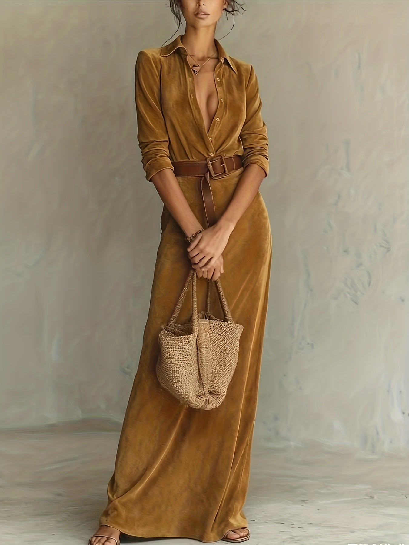 Aurelia belted suede look dress, view 2