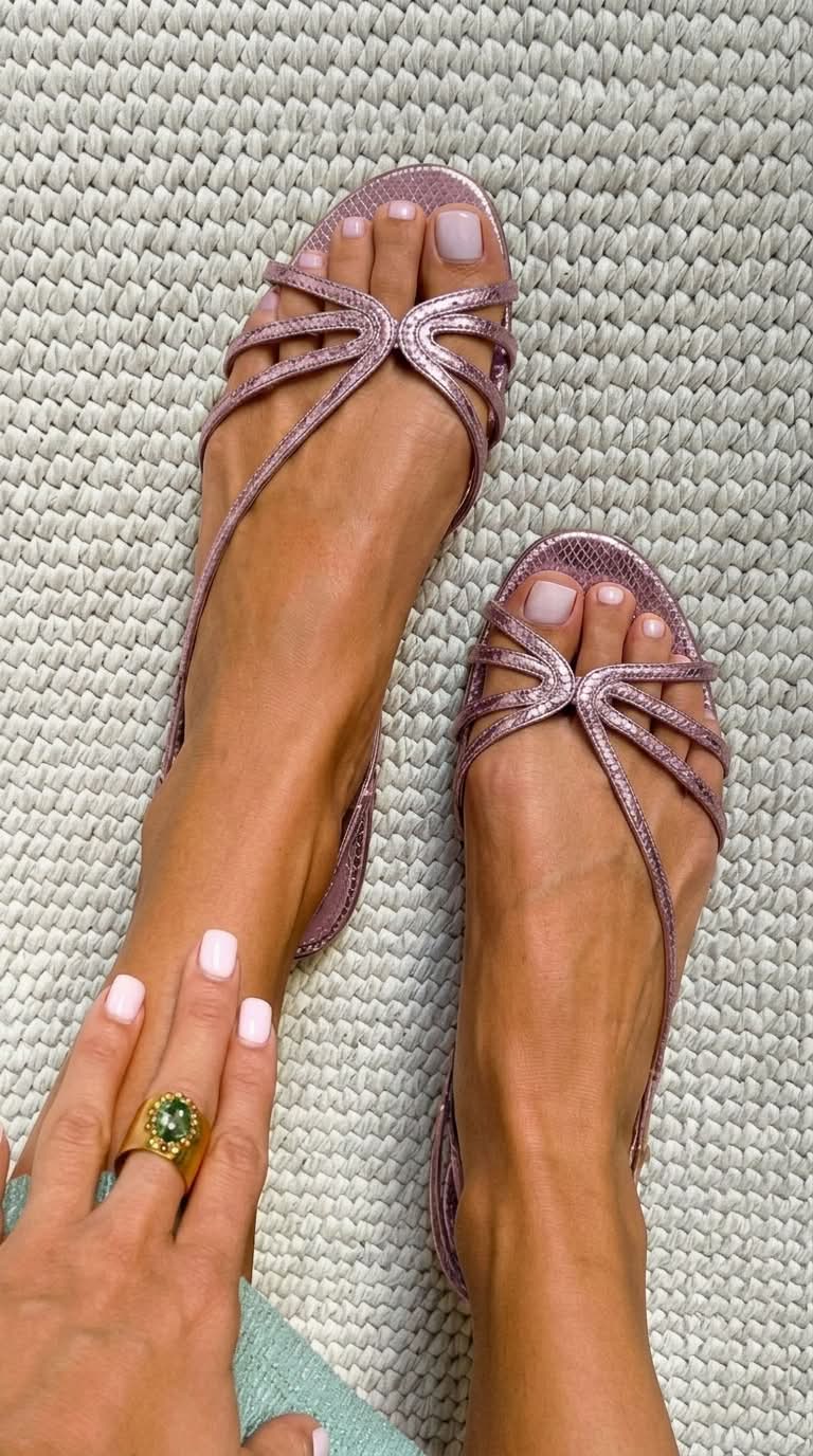 Fabienne Gold Knot Flat Sandals in Pink, view 7