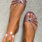 Fabienne Gold Knot Flat Sandals in Pink, view 7