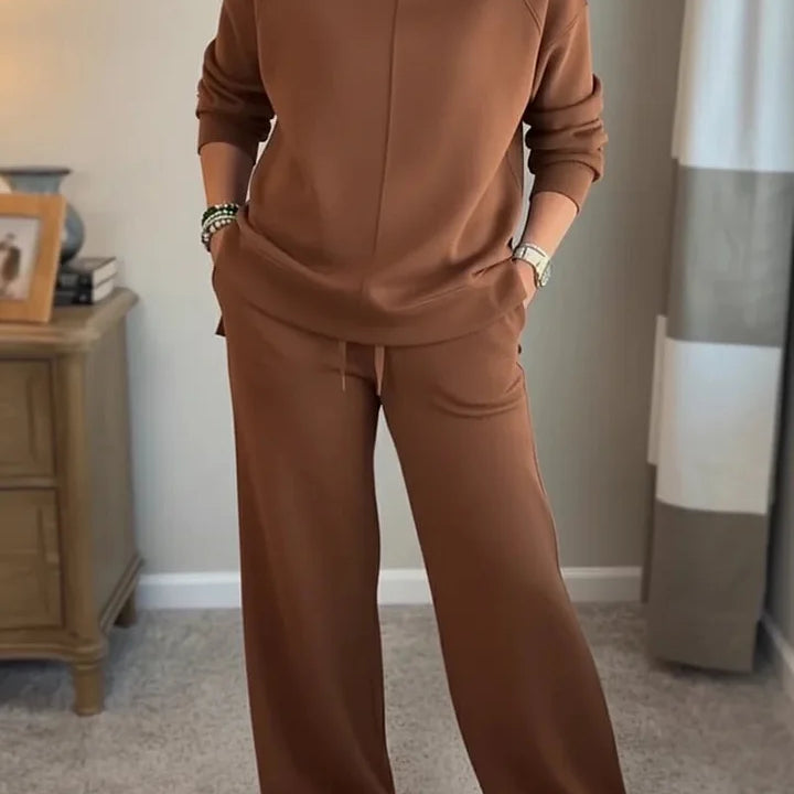 Colleen roll-neck two-piece set in Brown, view 10