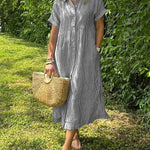 Cassandra Striped Shirt Dress in Grey, view 5