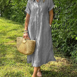 Cassandra Striped Shirt Dress in Grey, view 5
