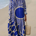Rosemary colour block print midi dress, front view
