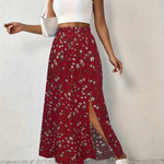 Paige floral print maxi skirt in Red, view 6