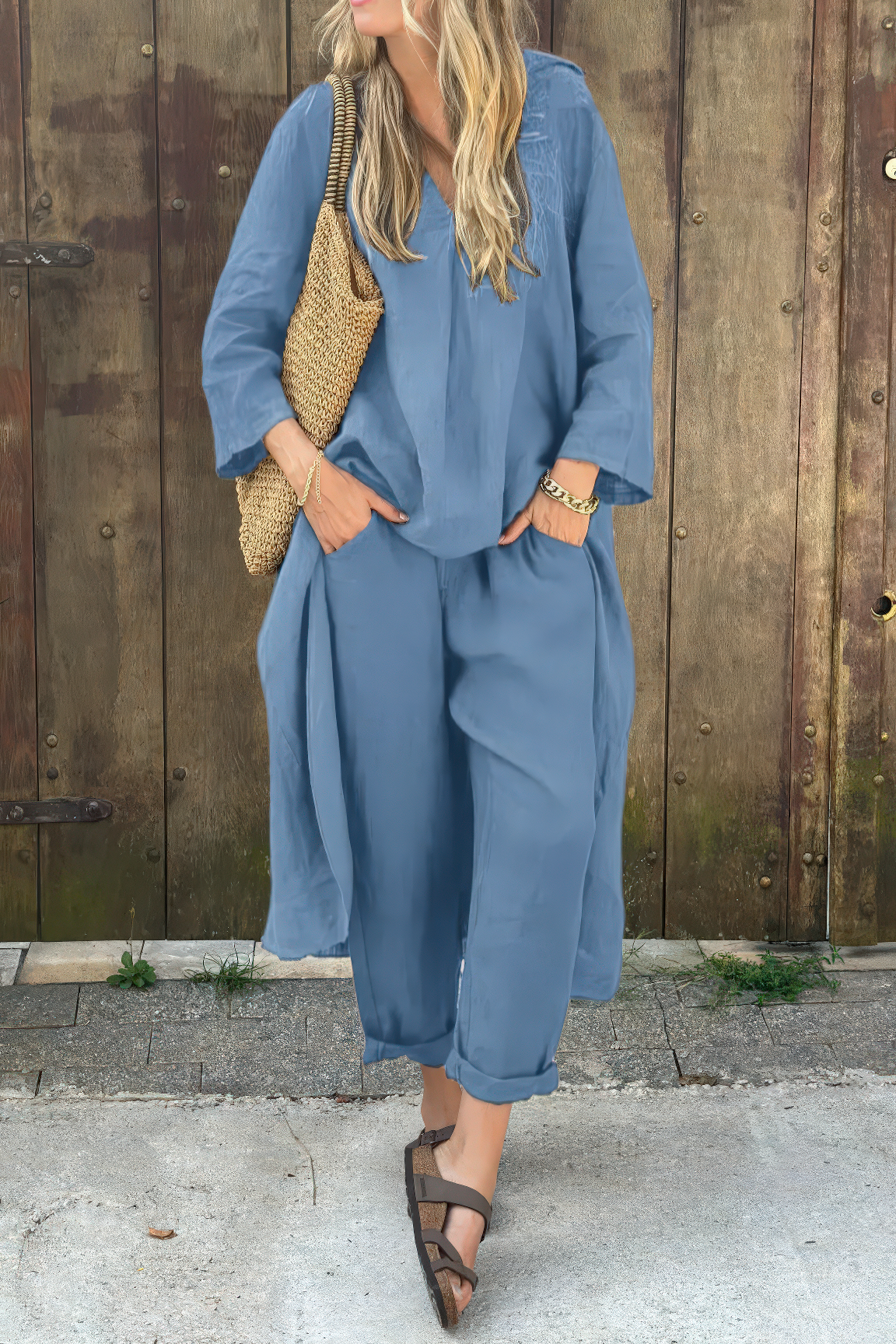 Maggie elegant two-piece set in Sky Blue, view 5