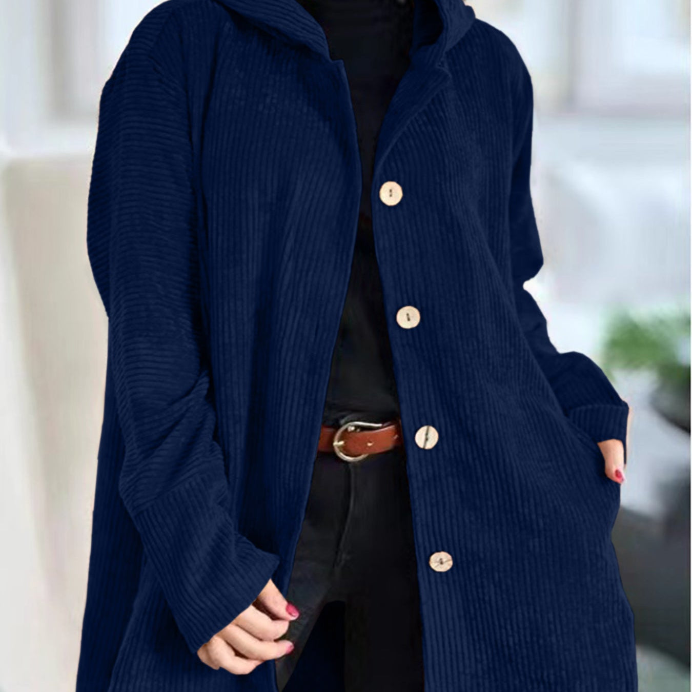 Cordelia | Corduroy Hooded Cardigan
