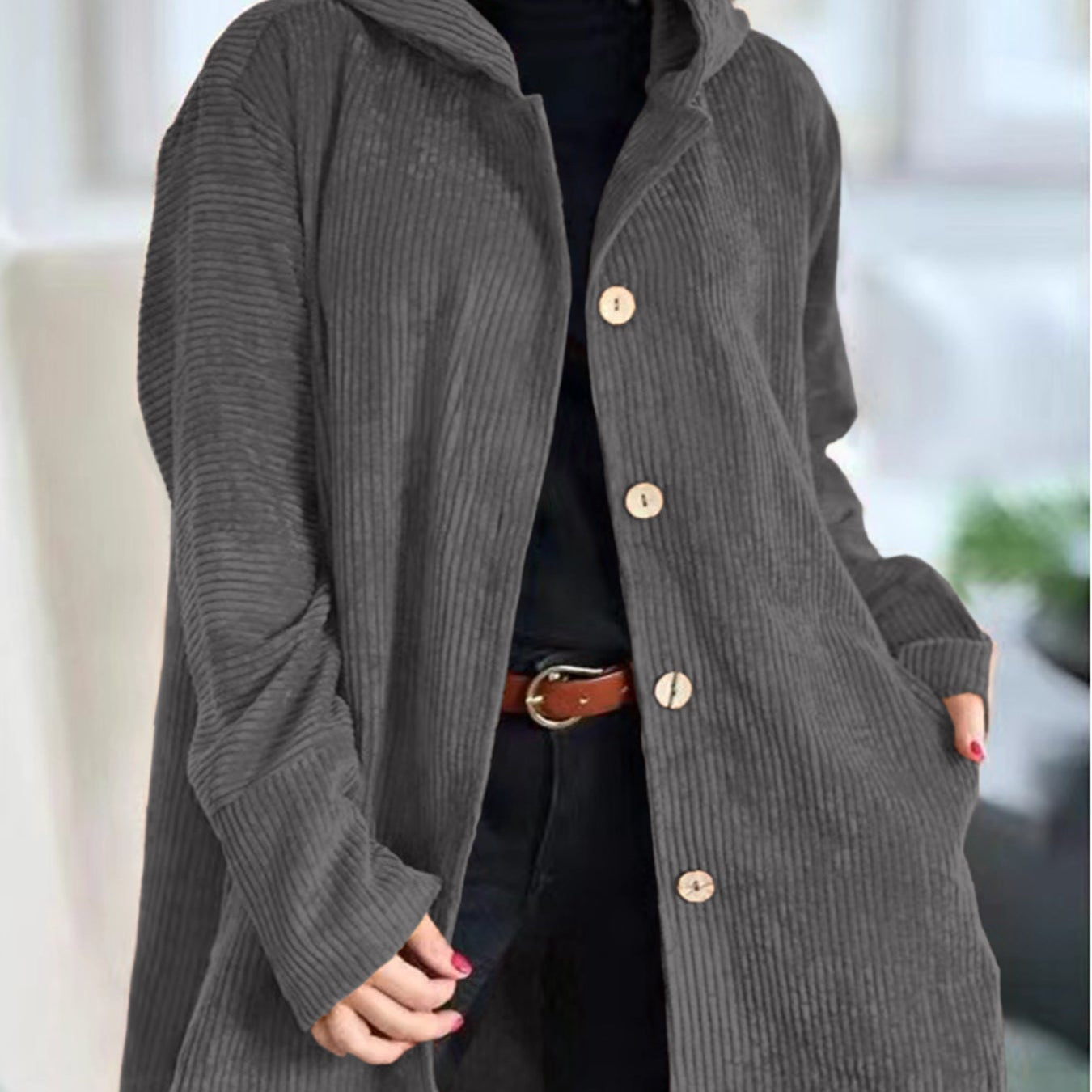 Cordelia | Corduroy Hooded Cardigan