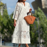 Luana white lace summer dress, view 3