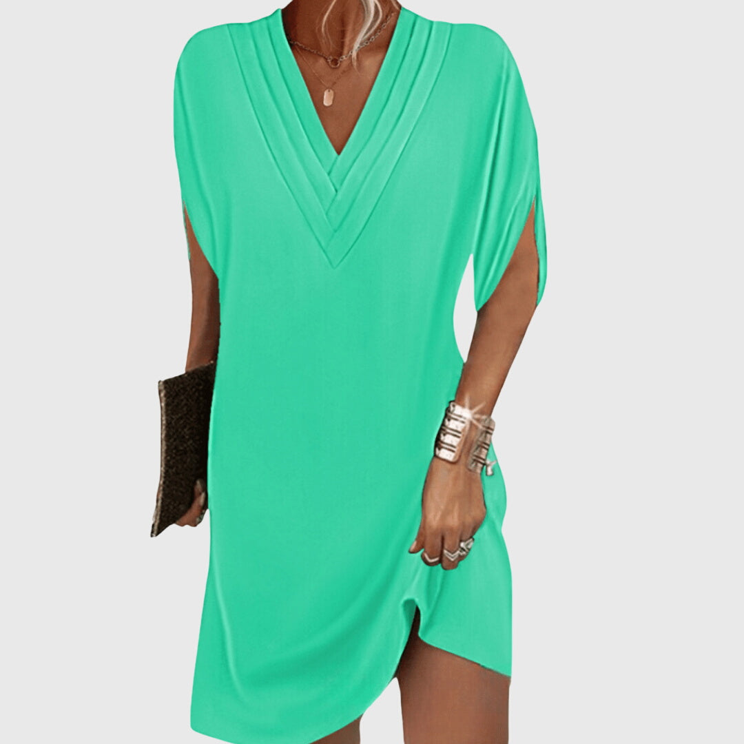 Anita tummy hiding V neck dress in Bright Green, view 4
