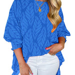 Risa leaf print blouse in Royal Blue, view 4