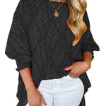 Risa leaf print blouse in Black, view 3