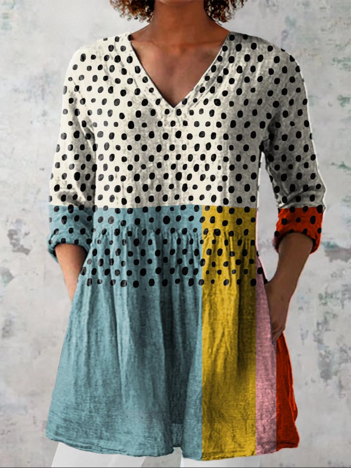 Valerie pastel print blouse in Multicolour, front view