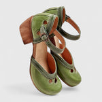 Calinae Orthopaedic Block Heel Sandals in Green, view 4