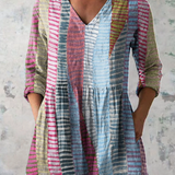 Anais soft layered print V-neck blouse in Multicolour, front view