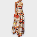 Babette abstract print long dress, front view