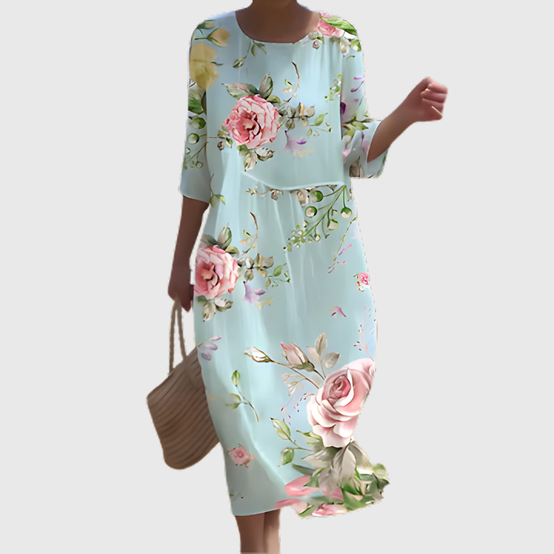 Rose Floral flowing long dress, view 2