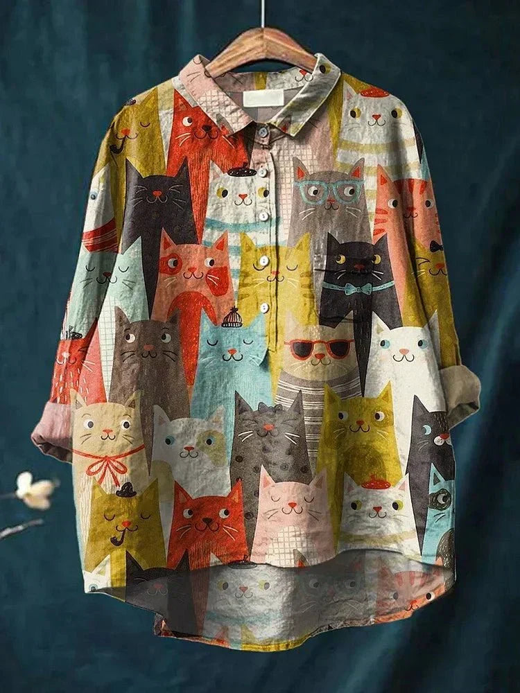 Clarano Brooks playful print blouse in Cat Colours, view 2