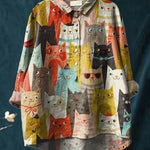 Clarano Brooks playful print blouse in Cat Colours, view 2