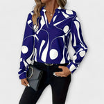 Lara abstract print blouse in Blue, view 4