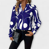 Lara abstract print blouse in Blue, view 4