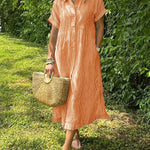 Cassandra Striped Shirt Dress in Orange, view 11