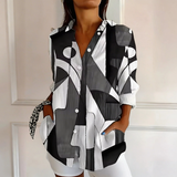 Autumn abstract print blouse in Multicolour, front view