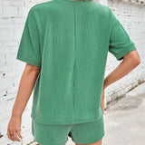 Solenne corduroy top and shorts set, view 4