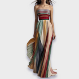 Gesine striped strapless long dress, front view