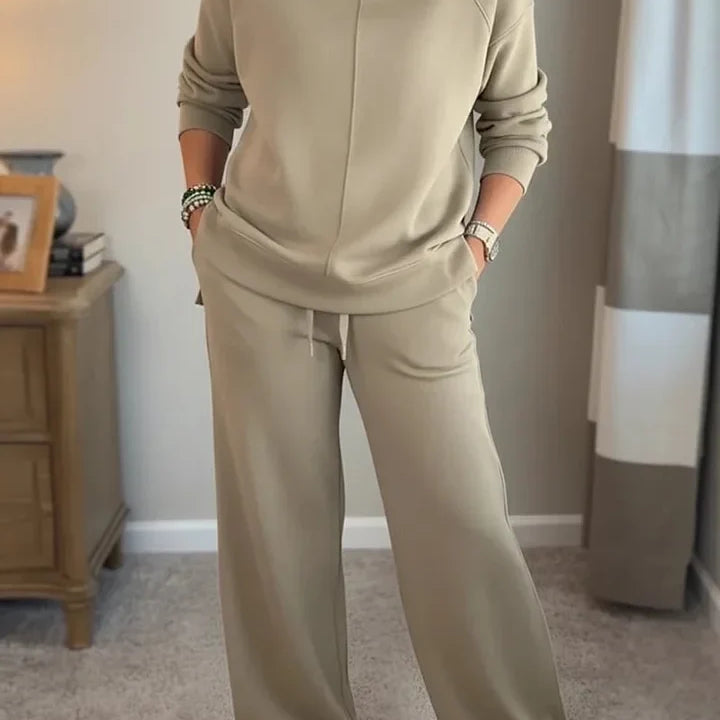 Colleen roll-neck two-piece set in Khaki, view 7