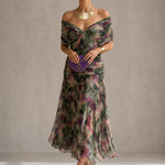 Hendrika floral evening dress, front view