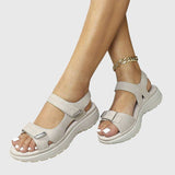 Casey Orthopaedic Velcro Sandals in Beige, front view